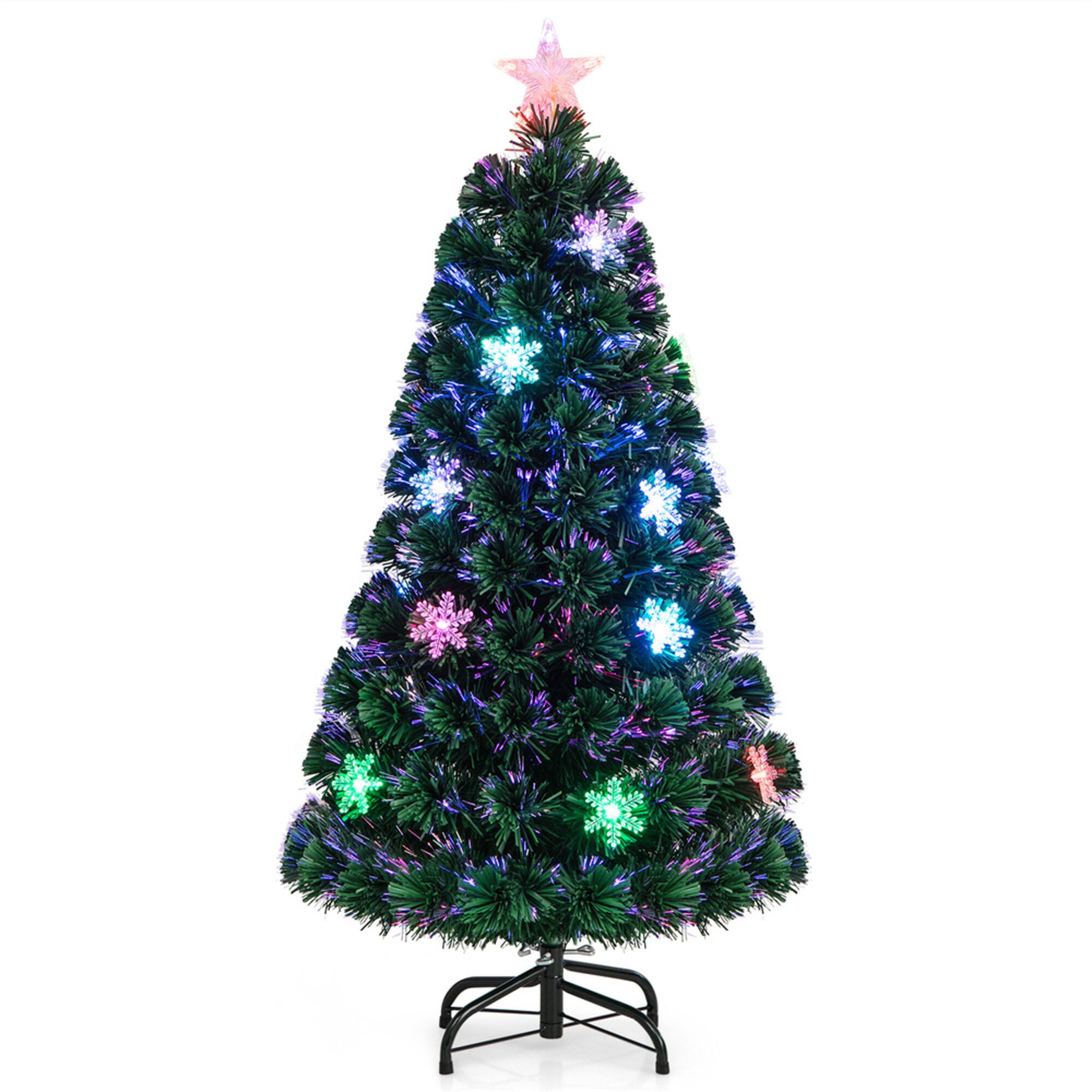 Costway 4ft. Pre-Lit Fiber Optic Artificial Christmas Tree with Star Topper, Multicolor LED Lights